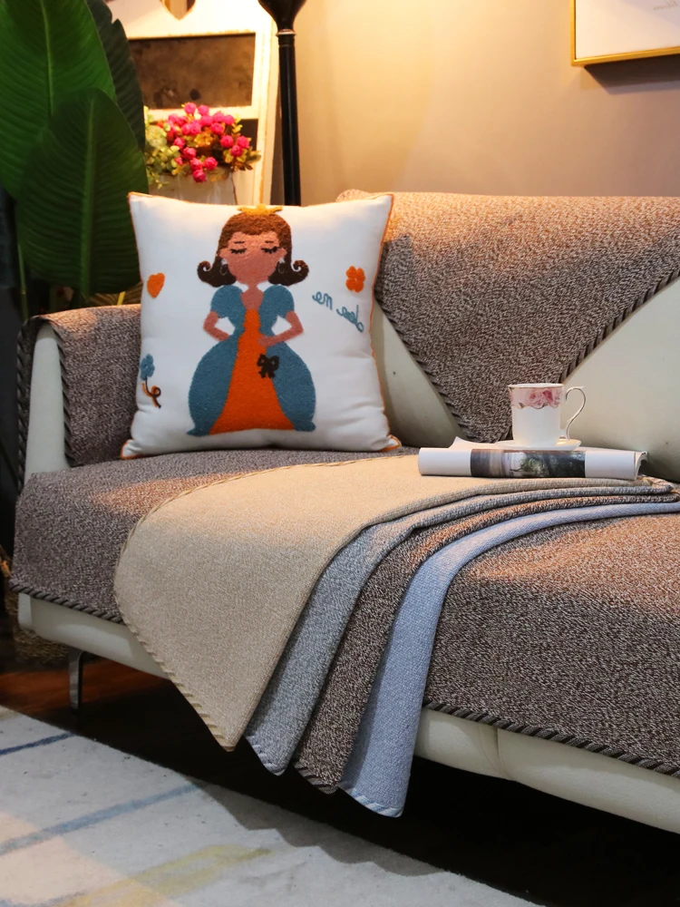 

Sofa cushions, all-season universal fabrics, non-slip cotton and linen, modern minimalist fashion covers, backrests, cover towel