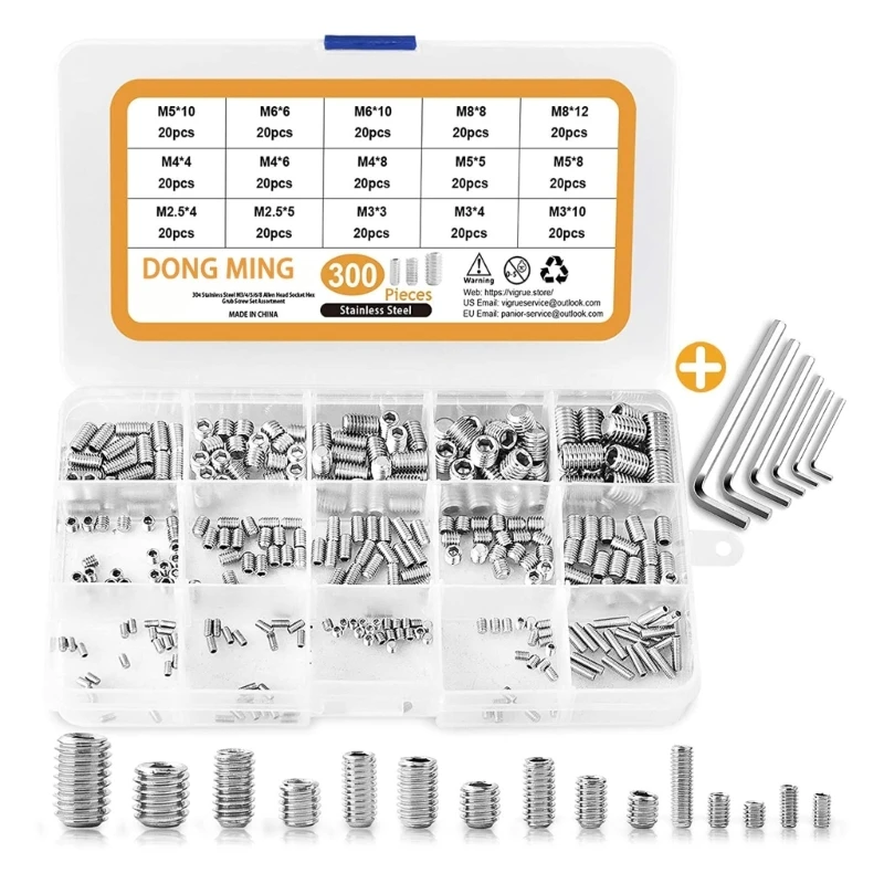 

Set of 300 Screw Assortment set Internal Allen Driving Metal Screws Set 304 Stainless Steel Screws 3/4/5/M6/8 Screws Drop ship