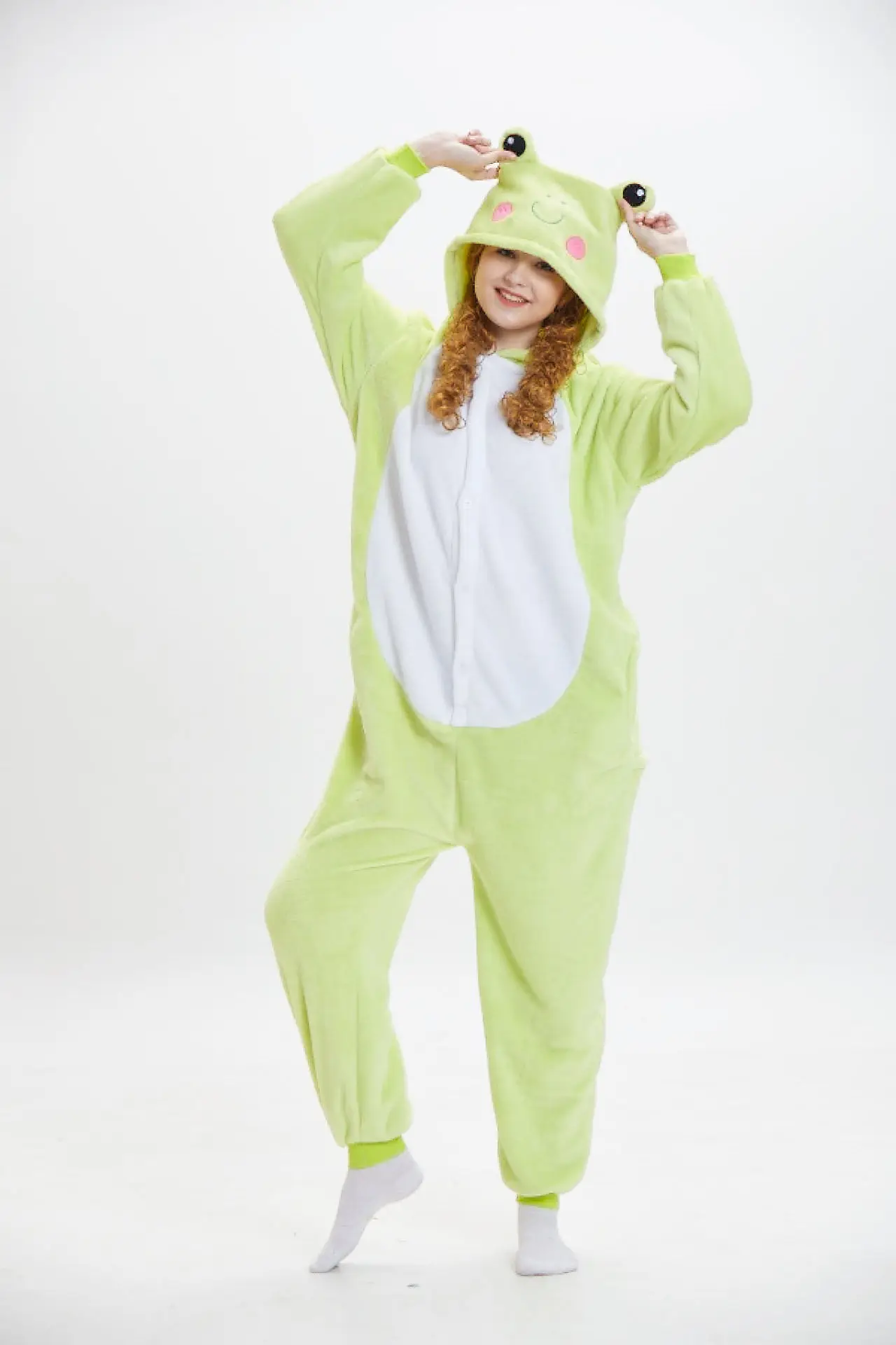 

Kigurumi Adult Onesie Unisex Flannel Frog Pyjamas Warm Animal Pajamas Halloween Cosplay Costume Sleepwear Homewear