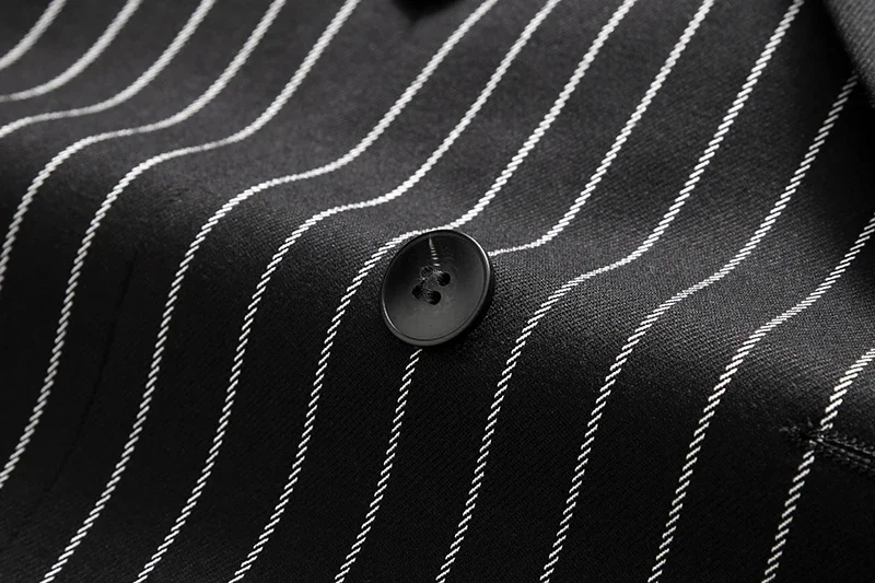Fashion Men Double Breasted Striped Suit 2 Piece Black / Wine Red Homme Business Social Wedding Party Blazers and Trousers 236 S869290afe79b441685e84308eed960b4w