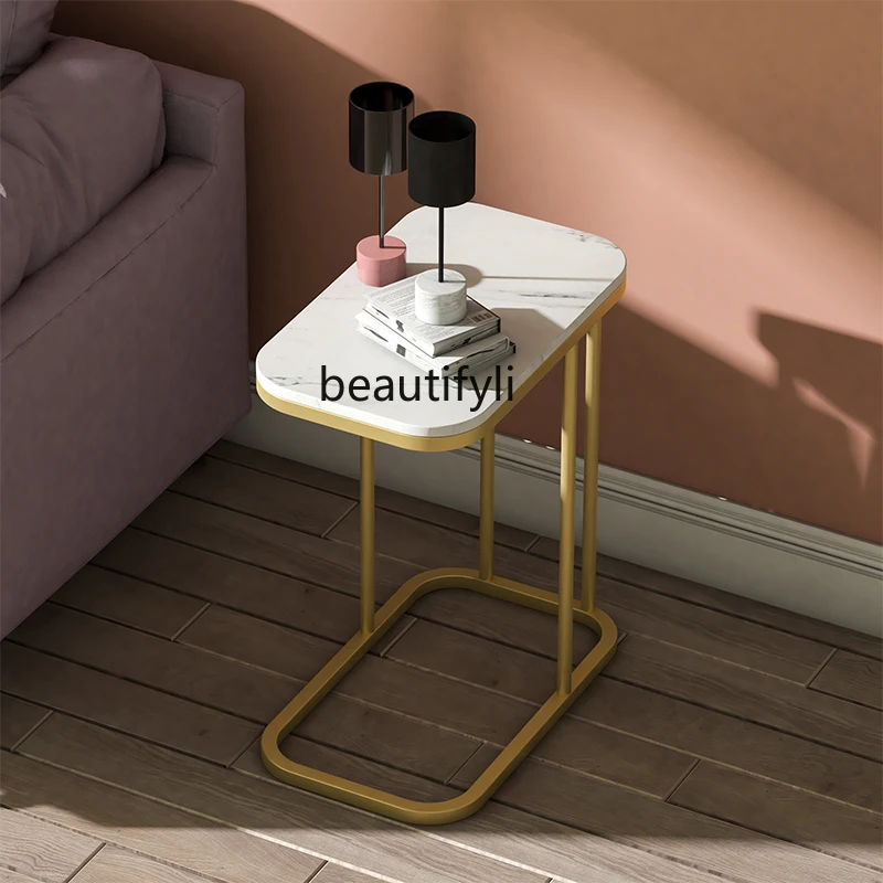 

Маленький журнальный столик yj, прикроватный столик для гостиной, боковой шкаф, роскошный угловой стол, современный минималистичный мраморный боковой столик