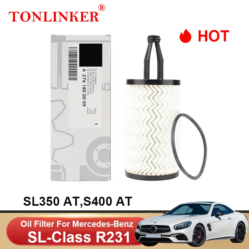 

TONLINKER Oil Filter A2761800009 For Mercedes Benz SL Class R231 2012-2016-2019 SL350 SL400 AT Engine M276 Car Accessories Goods