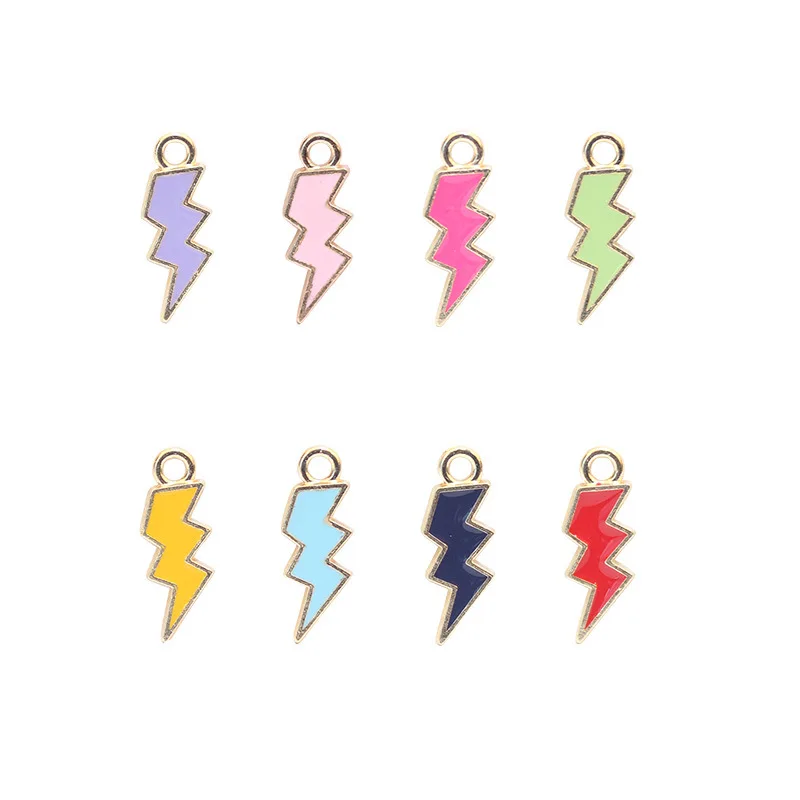 

Alloy Enamel Flash Shape Charms Pendants Lightning Thunder Pendant for Bracelet Necklace Earrings DIY Jewelry Making Accessories