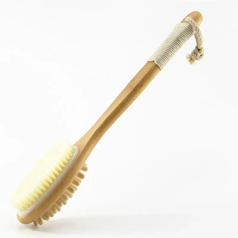 

Двусторонняя модная щетка для чистки тела, длина см, Бамбуковая ручка для ванны, массаж с щетиной спины 40