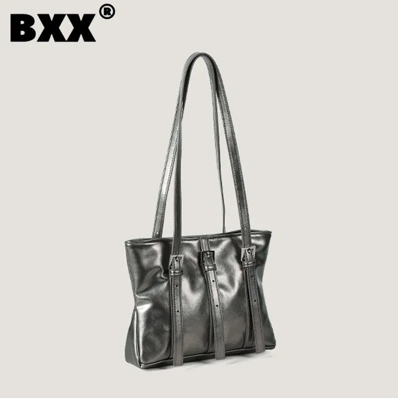 

[BXX] Belt Spliced Tote Bag For Women 2024 New Fashion Large Capacity Versatile Pu Leather One Shoulder Underarm Bags 8CY1261