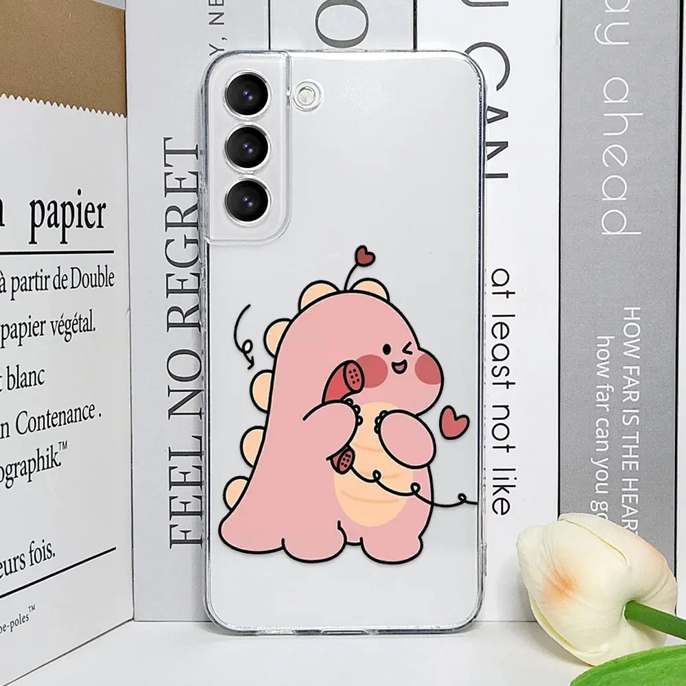 Cute Green Pink Dinosaur Couple Phone Case for Samsung Galaxy S25 S24 S23 S22 S21 Ultra Plus FE clear Soft Covers Paired Fundas Cute Green Pink Dinosaur Couple Phone Case for Samsung Galaxy S25 S24 S23 S22 S21 Ultra Plus FE clear Soft Covers Paired Fundas