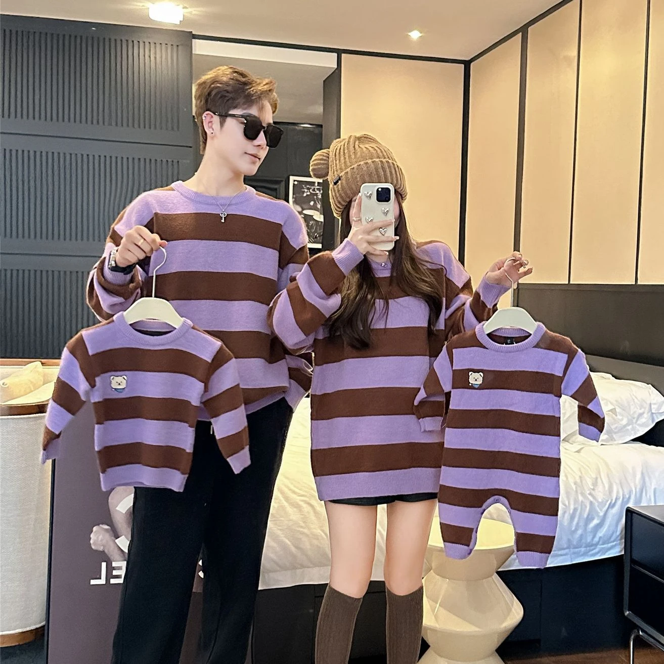 

Fashion Sweaters for The Whole Family Korean Style Mom Dad and Daughter Son Matching Knitted Jumper Tops Children Knit Pullover