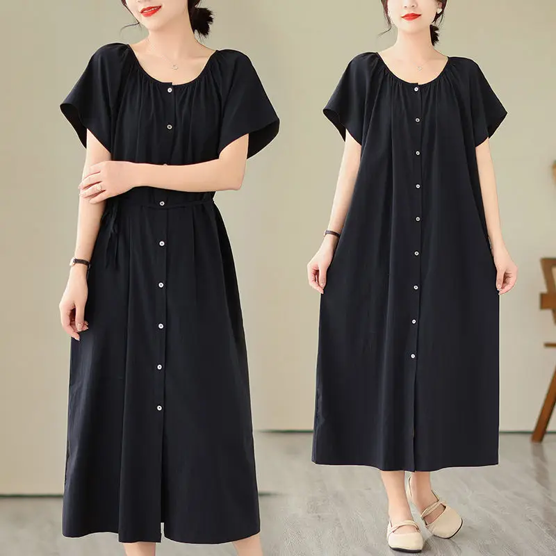 Design Slimming Temperament Dress For Women 2023 Summer Loose Fitting Short Sleeved Long Dress Big Size Casual Clothing Z2310
Design Slimming Temperament Dress For Women 2023 Summer Loose Fitting Short Sleeved Long Dress Big Size Casual Clothing Z2310