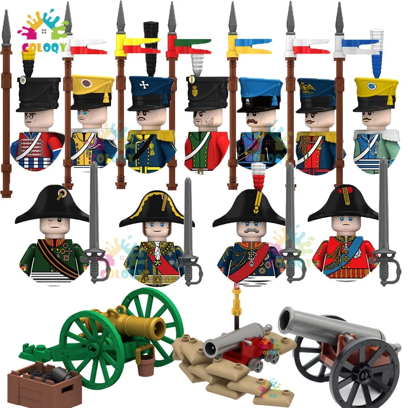 

Napoleonic Wars Military Soldiers Building Blocks WW2 MiniFigures French British Fusilier Rifles Bagpiper Weapons Toys For Kids