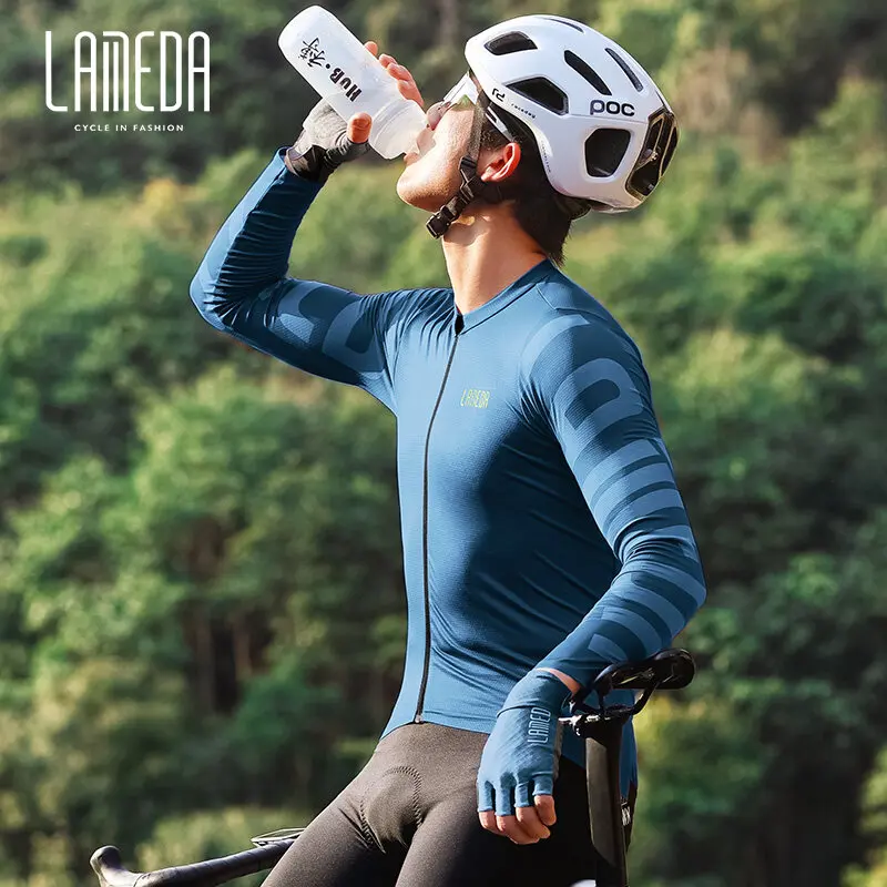 

LAMEDA Professional Cycling Jersey For Men New High Elastic Long Sleeved Clothes Spring Summer Autumn Windproof Quick-Dry MTB Ro