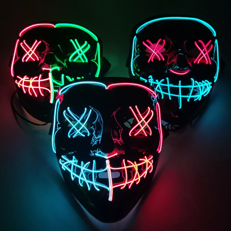 Halloween Neon Mixed Color Led Mask Masquerade Party Face Masks Light Up Glow In The Dark Cosplay Horror Props Costume Supplies 
Halloween Neon Mixed Color Led Mask Masquerade Party Face Masks Light Up Glow In The Dark Cosplay Horror Props Costume Supplies
