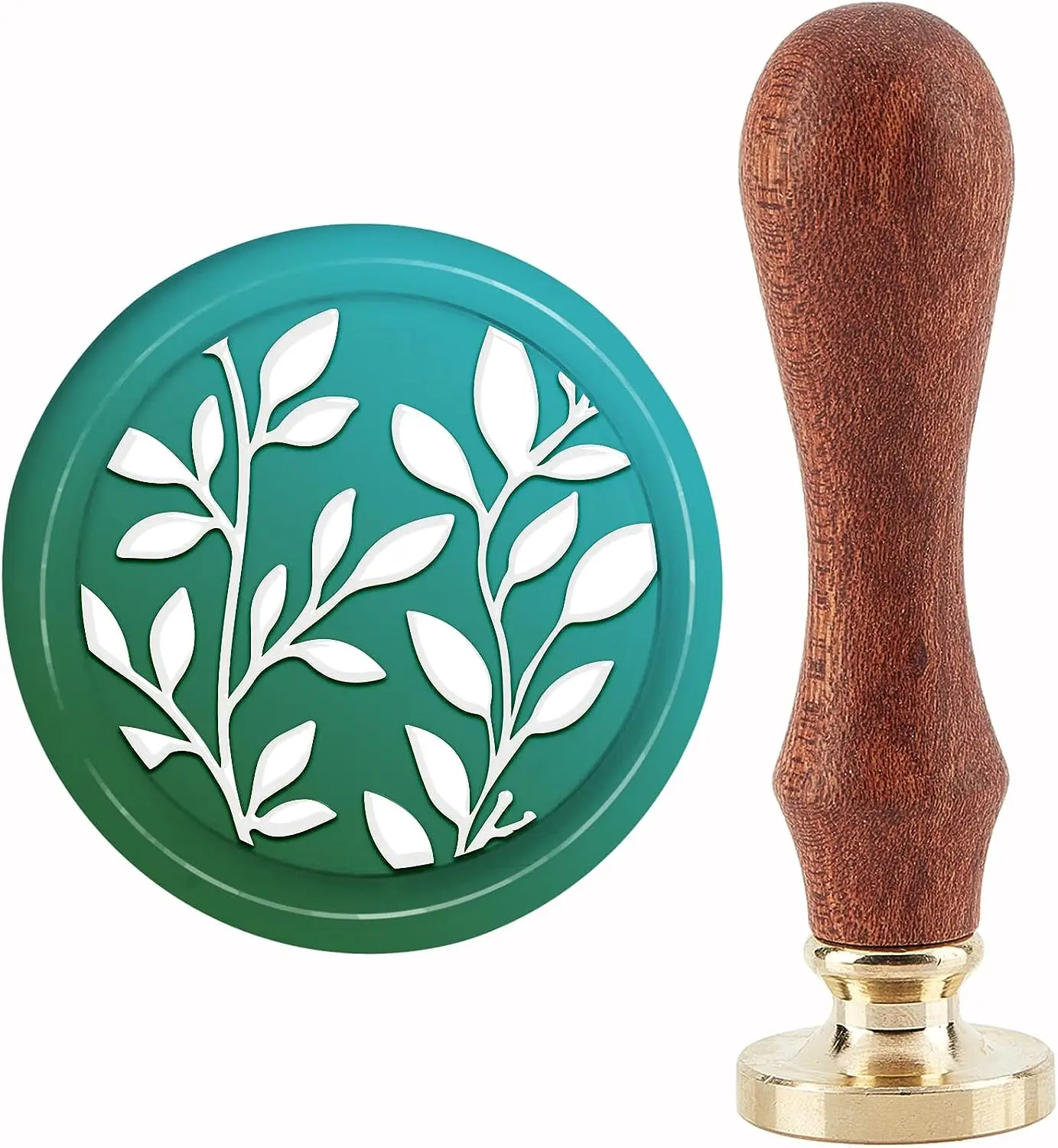 

1PC Leaves Wax Seal Stamp Branch Sealing Wax Stamps Plant 30mm Retro Vintage Removable Brass Stamp Head with Wood Handle