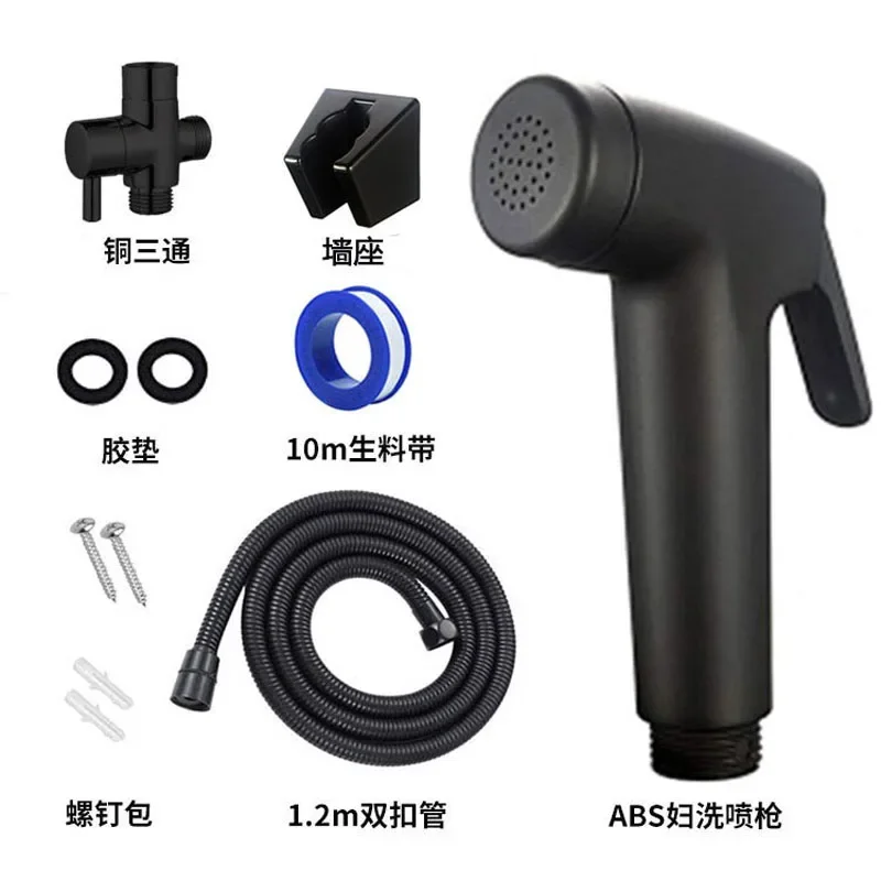 Биде для унитаза, ручной гигиенический опрыскиватель из АБС-пластика, черный, для детских подгузников, с шлангом и держателем 
Биде для унитаза, ручной гигиенический опрыскиватель из АБС-пластика, черный, для детских подгузников, с шлангом и держателем