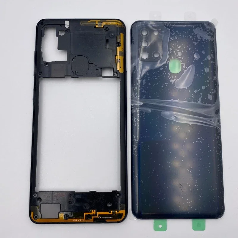 

Phone Housing Middle Frame Plate Case + Back Cover Battery Rear Door Camera Lens Repair Parts for Samsung Galaxy A21S A217 A217F