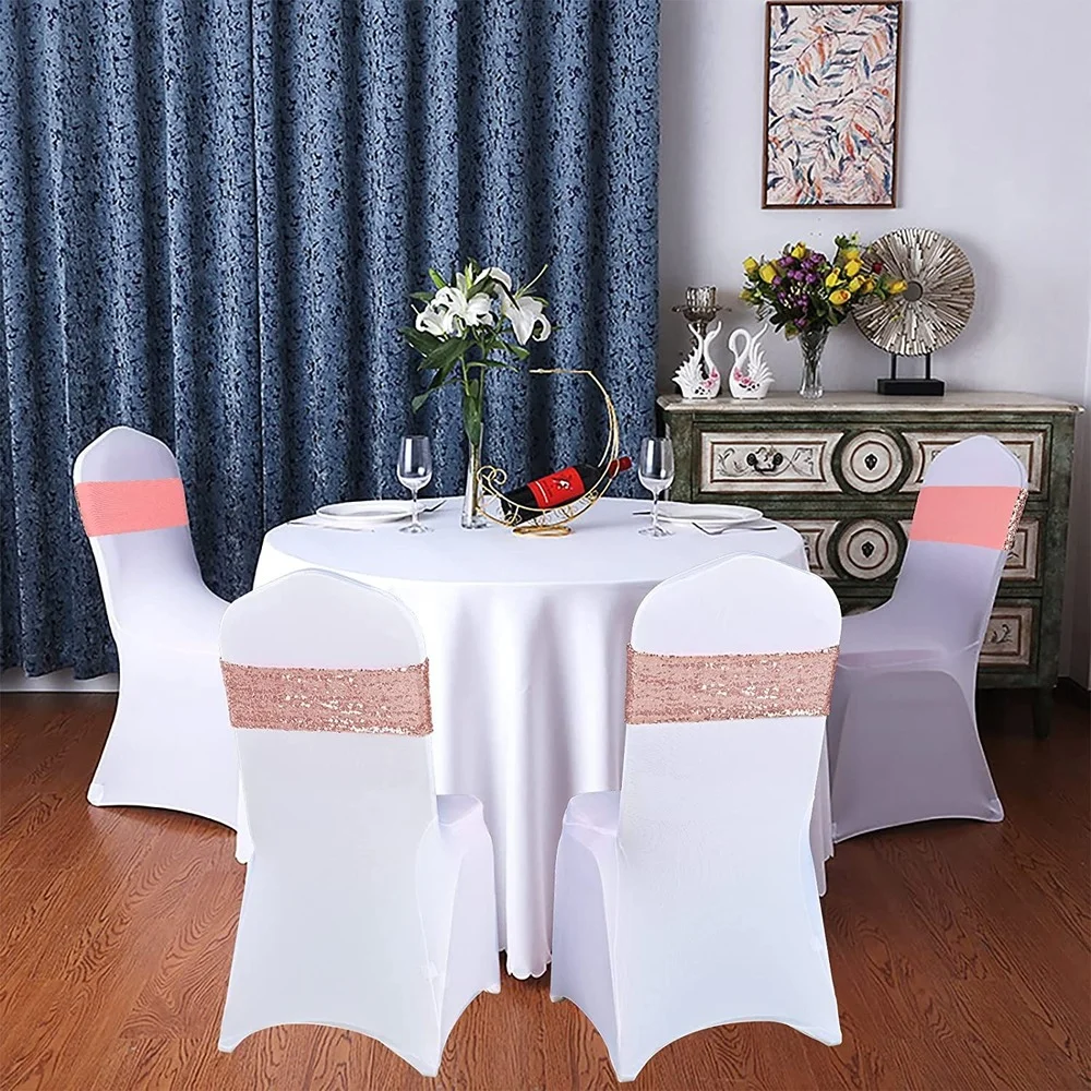 50/100Pcs Glitter Chair Sashes Elastic Spandex Chiavari Bands Stretch One-Sided Sequins Chair Decor for Home Wedding Banquet
50/100Pcs Glitter Chair Sashes Elastic Spandex Chiavari Bands Stretch One-Sided Sequins Chair Decor for Home Wedding Banquet