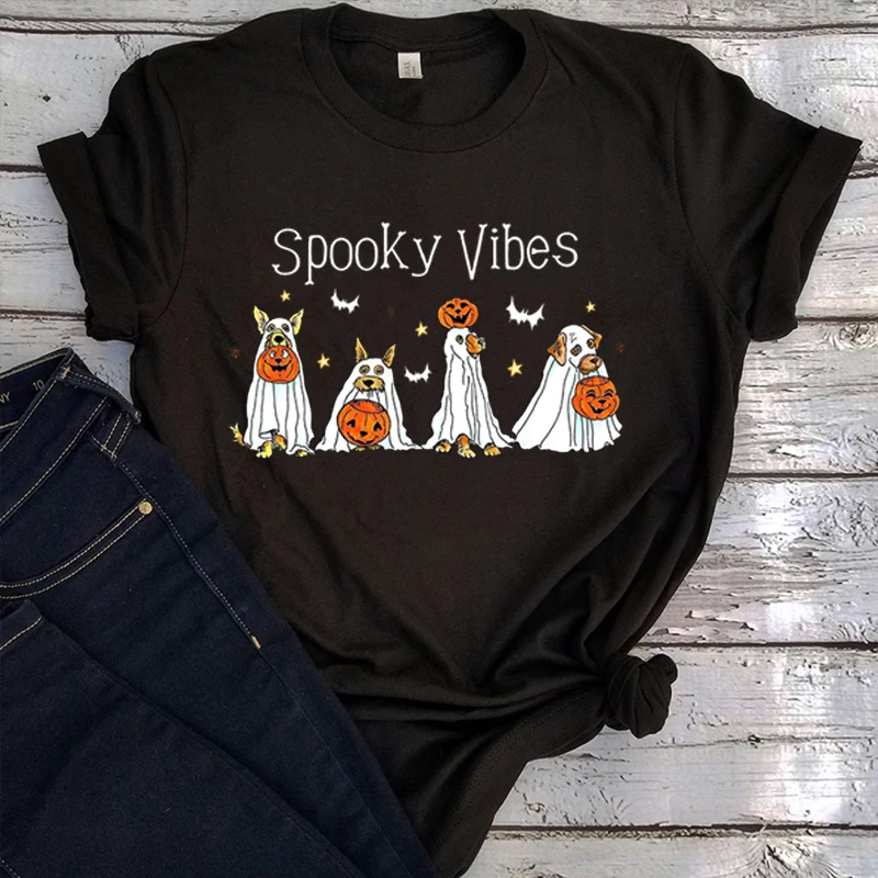 

Halloween Tshirt Ghost Halloween Dog Shirt Ghost Dog T-shirts Harajuku 2023 Happy Halloween Top Retro Spooky Season m