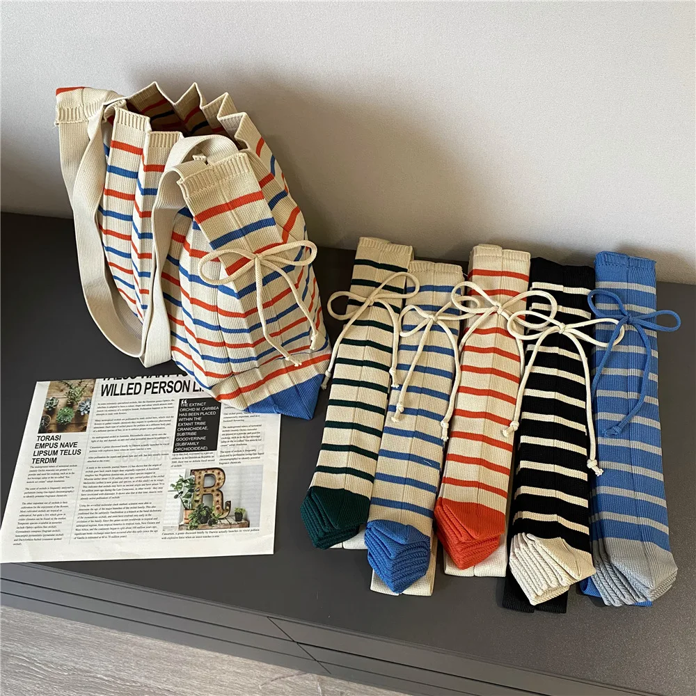 Large Capacity Knit Handbag Women Fashion Shoulder-bag Casual Color Wide Stripe Plaid Tote Bag Student Reusable Shopping Bag
Large Capacity Knit Handbag Women Fashion Shoulder-bag Casual Color Wide Stripe Plaid Tote Bag Student Reusable Shopping Bag