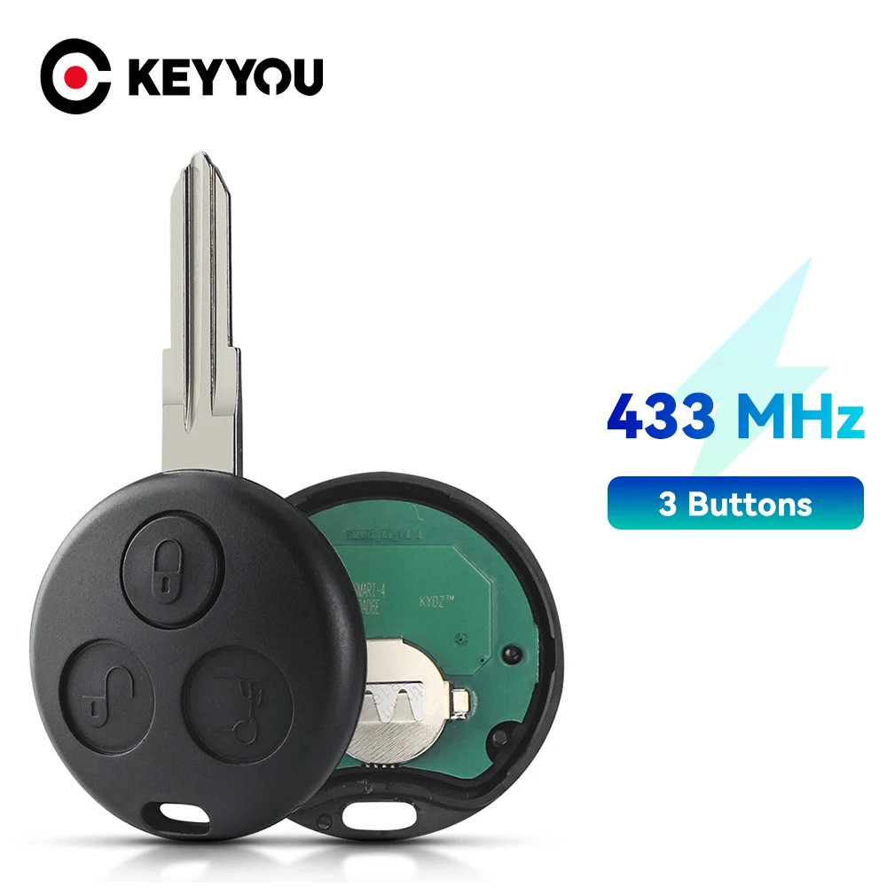 KEYYOU With Battery ASK 433.92Mhz Remote Car Key for Mercedes-Benz Smart Fortwo Passion Roadster City Coupe Crossblade Cabrio
KEYYOU With Battery ASK 433.92Mhz Remote Car Key for Mercedes-Benz Smart Fortwo Passion Roadster City Coupe Crossblade Cabrio