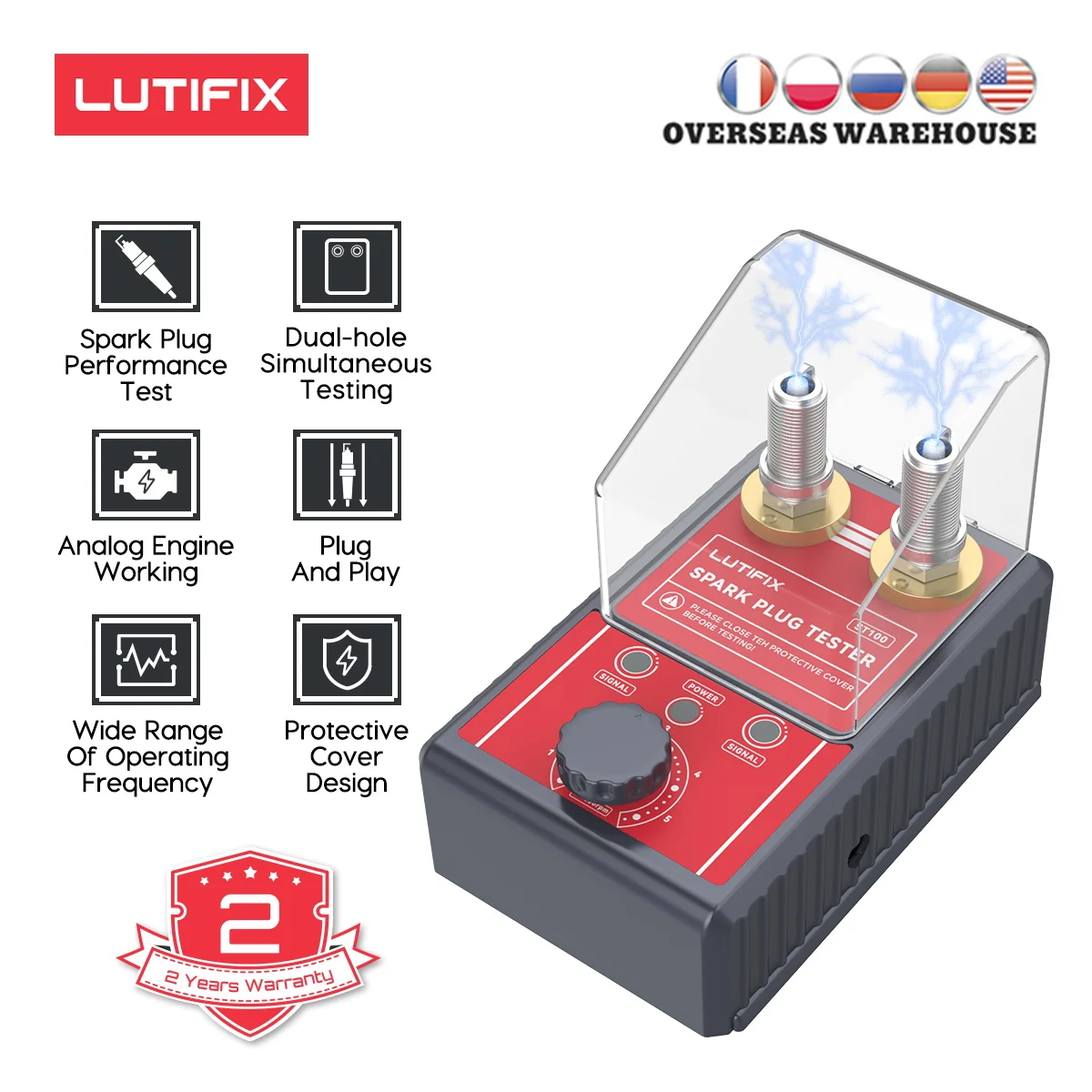 

LUTIFIX ST100 Double Hole Analyzer Automotive Diagnostic Tool 220V 110V Car Spark Plug Tester Ignition Candle Testers