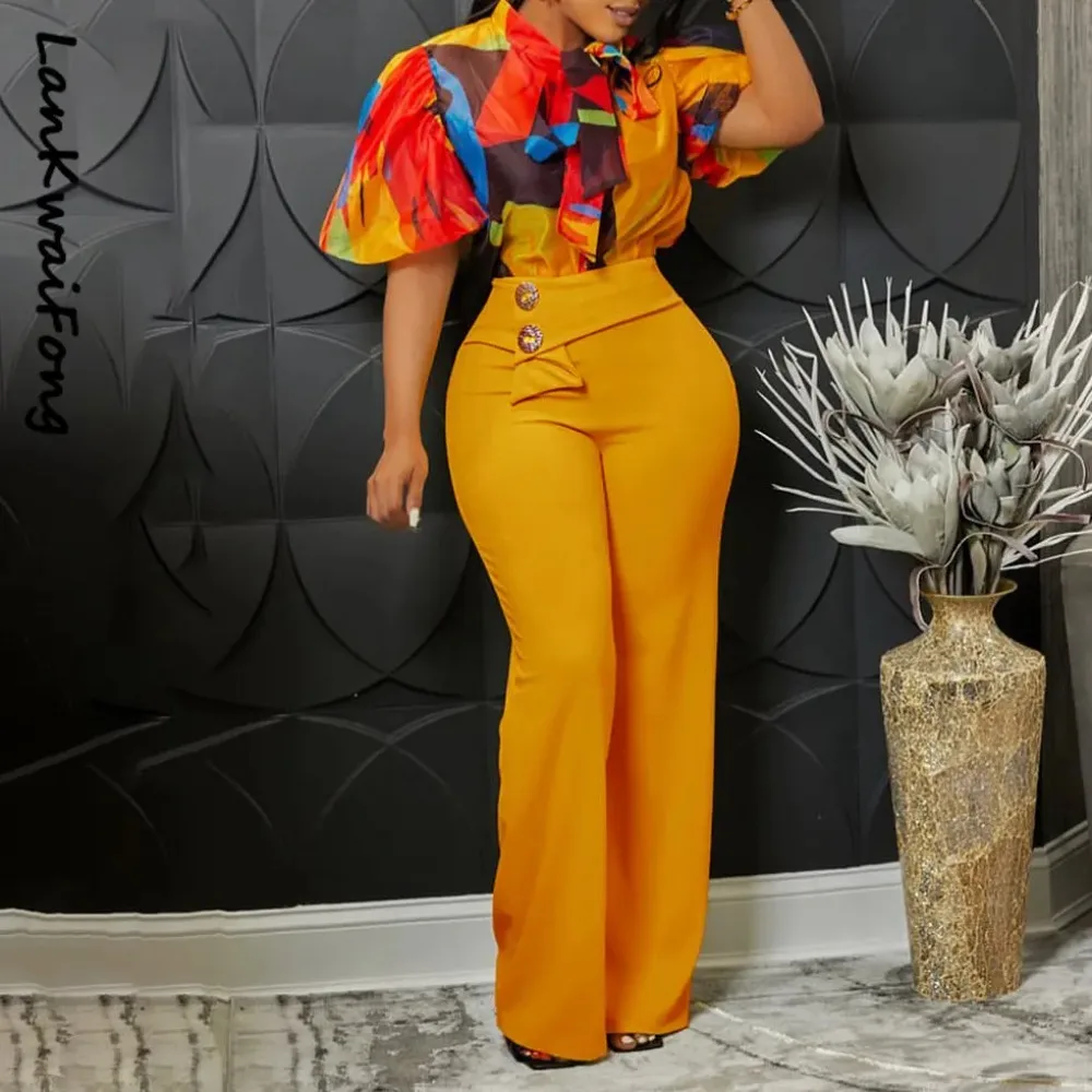 2024 New Summer Printed Women's Trousers Suit Stand-up Collar Long-sleeved Shirt Top Wide Leg Pants Fashion 2 Piece Set
2024 New Summer Printed Women's Trousers Suit Stand-up Collar Long-sleeved Shirt Top Wide Leg Pants Fashion 2 Piece Set