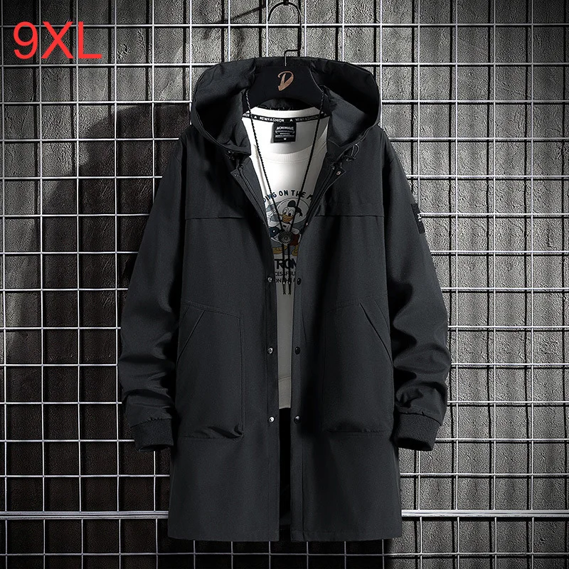 

plus size long windbreaker spring new men's coat in the long section jacket for men 8XL 9XL men clothing trench coat men