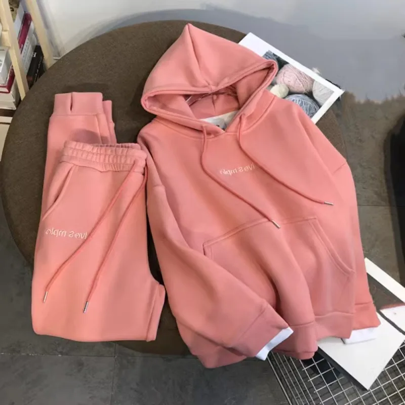 2023 Autumn Winter New Pullover Hooded Sweater Thickened Plush Set Sports Casual Leggings Jogger Pant Women Gym 2 Piece Suit
2023 Autumn Winter New Pullover Hooded Sweater Thickened Plush Set Sports Casual Leggings Jogger Pant Women Gym 2 Piece Suit