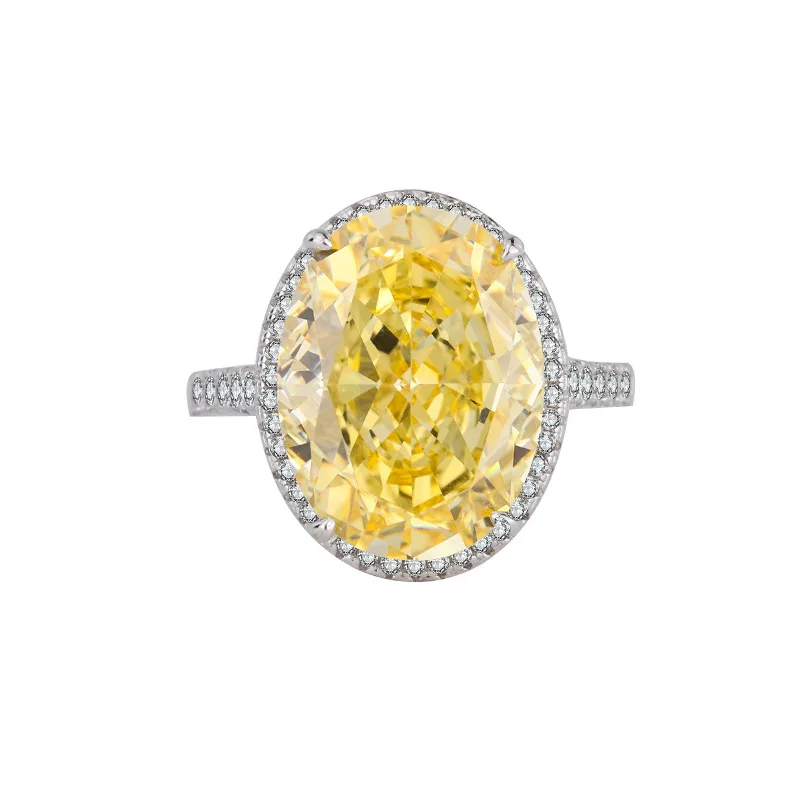 

New fashion trend S925 silver inlaid 5A zircon colorful treasures flashing broken ice cut pigeon egg closed ring