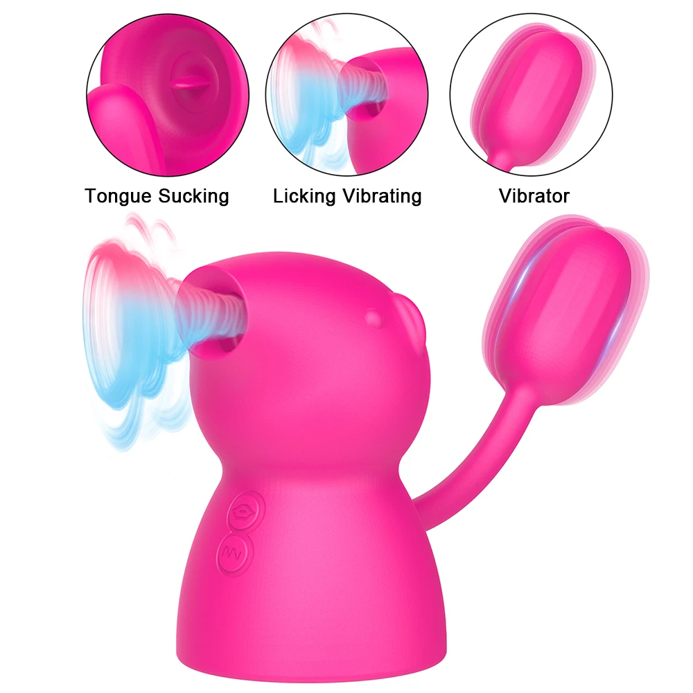 

Piggy Nipple Licking Massage Vagina Sucking Vibrator Tongue Vibrating Sex Toys for Women 3 In 1 Clitoris Stimulator