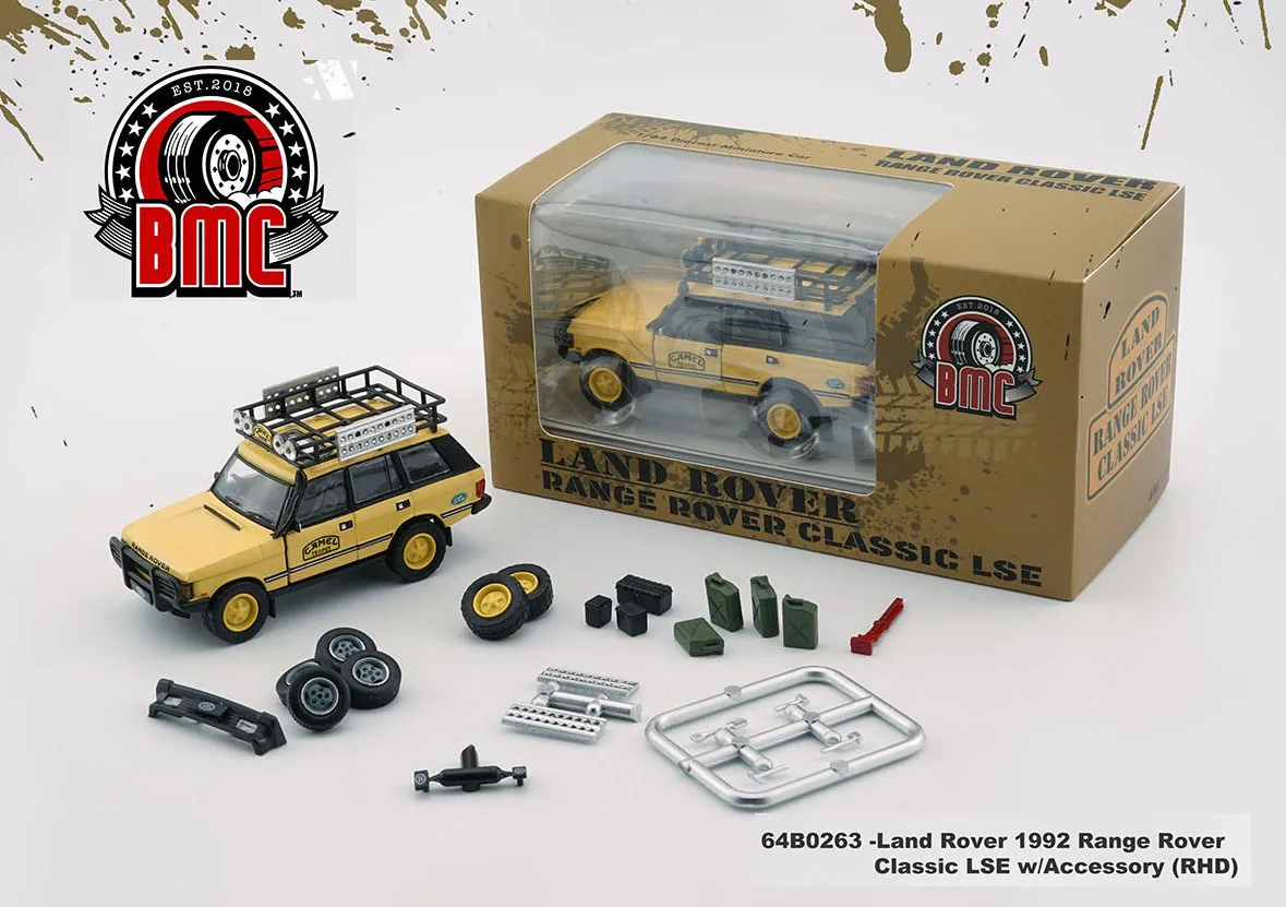 

New 1:64 1992 Range Rover Classic LSE Camel Version w/Accessory By BM Creations Diecast Simulation Model
