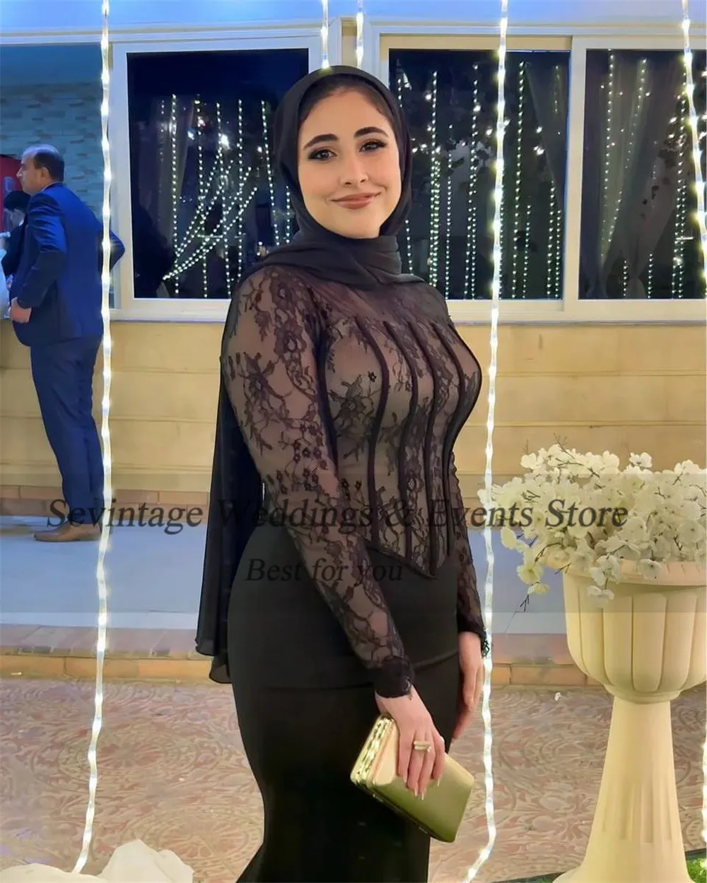 Sevintage Elegant Lace Black Sheath Prom Dress High Neck Long Sleeve Fitted Bone Floor Length Evening Dress vestido de gala 2024
Sevintage Elegant Lace Black Sheath Prom Dress High Neck Long Sleeve Fitted Bone Floor Length Evening Dress vestido de gala 2024