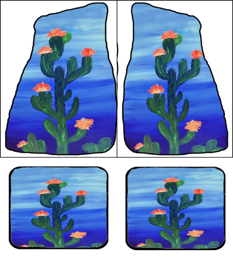 Cactus flower front and rear with optional matching car coasters from my original design
Cactus flower front and rear with optional matching car coasters from my original design