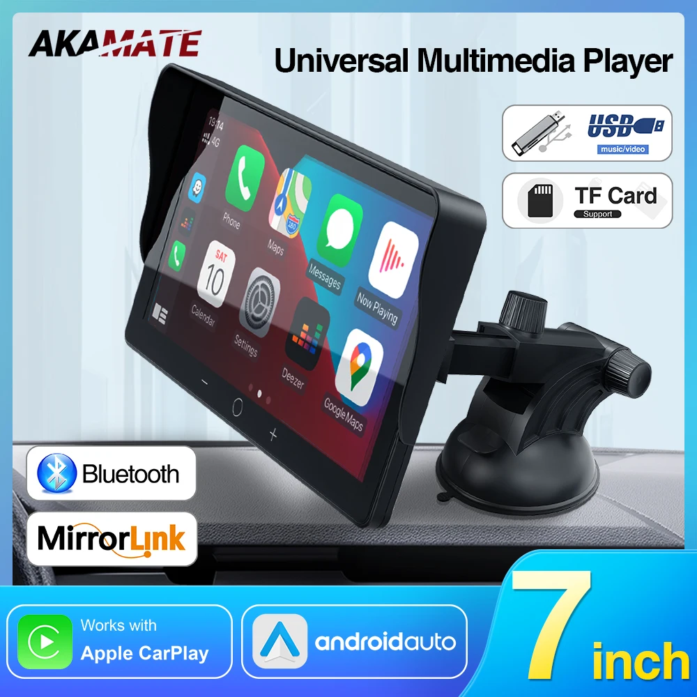 

7inch Car Radio Display Multimedia Player CarPlay Android Auto Bluetooth IPS Screen for Hyundai Toyota Universal Car Moto Truck