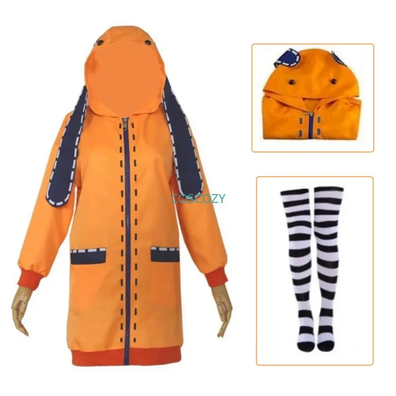 

Аниме Kakegurui Yomoduki Runa костюмы для косплея Толстовка комбинированный игрок толстовки оранжевый пальто носки костюм Хэллоуин Косплей Костюм