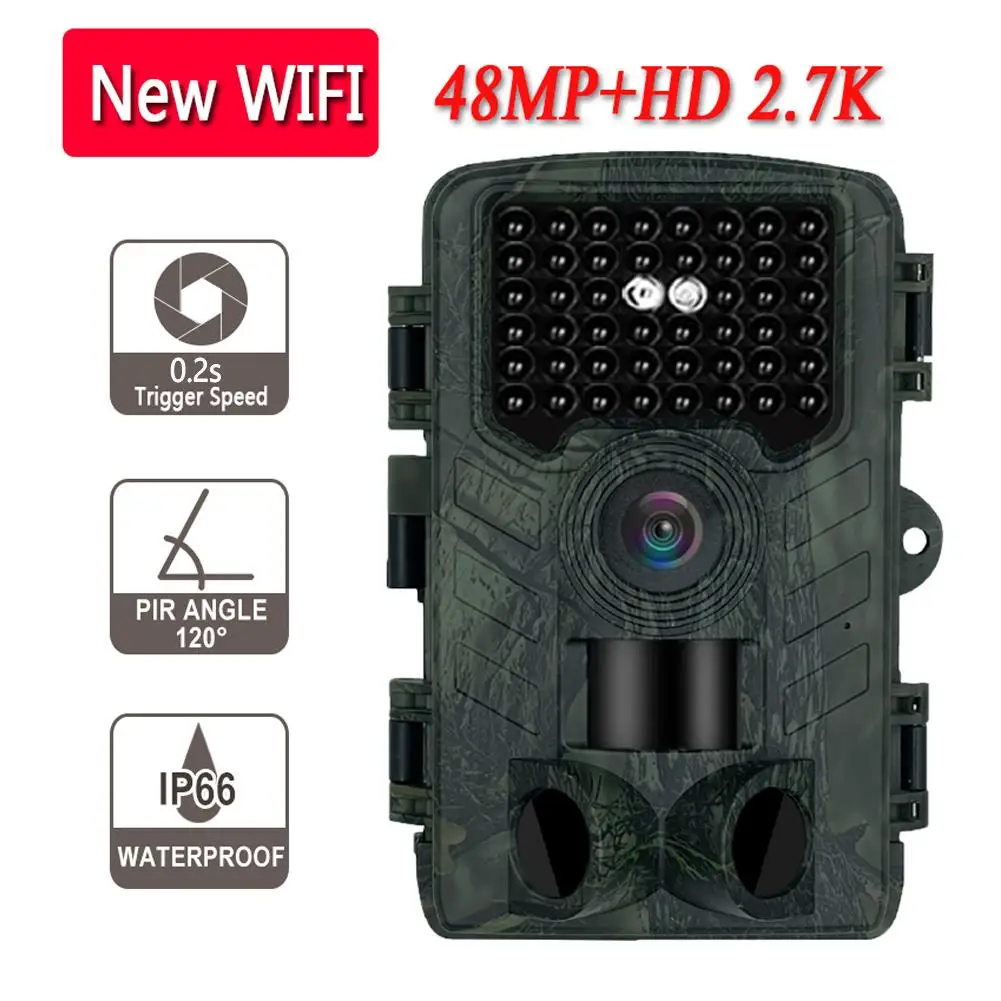 Outdoor 48mp 2.7K HD Wifi Camera Trail with Night Vision Wildlife Hunting Surveillance Trap Cam Waterproof Hunt Camera 
Outdoor 48mp 2.7K HD Wifi Camera Trail with Night Vision Wildlife Hunting Surveillance Trap Cam Waterproof Hunt Camera