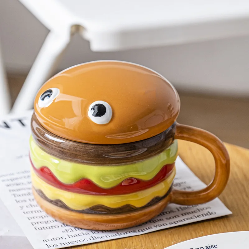 Creative Cute Hand-painted Underglaze Colorful Hamburger Ceramic Mug with Lid Personality Handmade Breakfast Coffee Milk Mug
Creative Cute Hand-painted Underglaze Colorful Hamburger Ceramic Mug with Lid Personality Handmade Breakfast Coffee Milk Mug