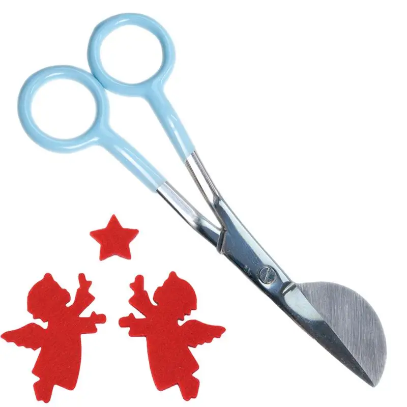 

Applique Scissors Stainless Steel Applique Blades With Knives Edge Angled Handle Stainless Steel Duckbill Edge Shaped Paddle