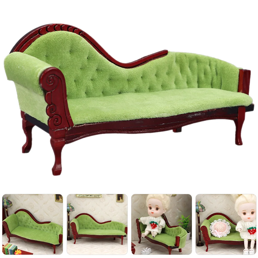 

Dollhouse Furniture Miniature Accessories 1 12 Scale Vintage Wooden Sofa Mini Victorian Bench Chair Lounge Dollhouse Living Room