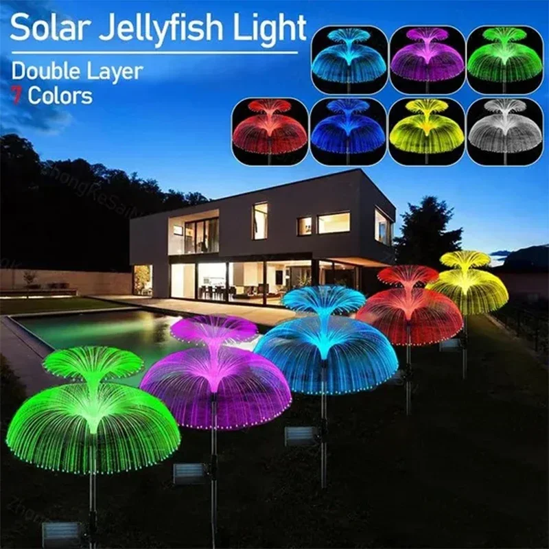 

Solar Garden Lights Outdoor Waterproof Fiber Optic Jellyfish Lawn Lights Outdoor Patio Villa Yard Decor