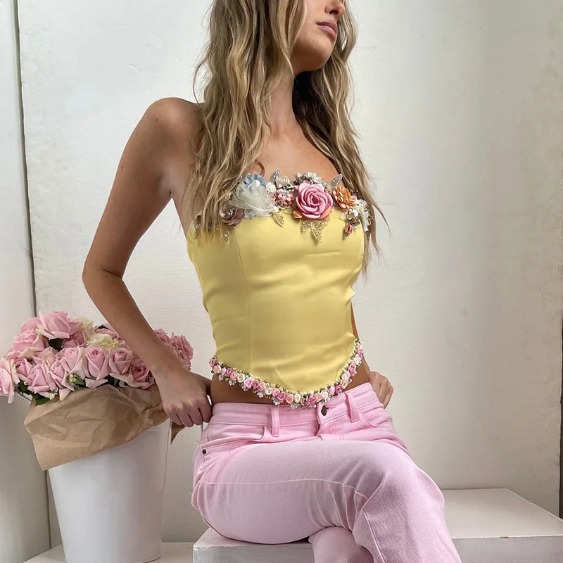 3D Flower Coquette Tube Tops For Women Sweet Aesthetic Vintage Cute Strapless Backless Camisole Vacation Sexy Vest
3D Flower Coquette Tube Tops For Women Sweet Aesthetic Vintage Cute Strapless Backless Camisole Vacation Sexy Vest
