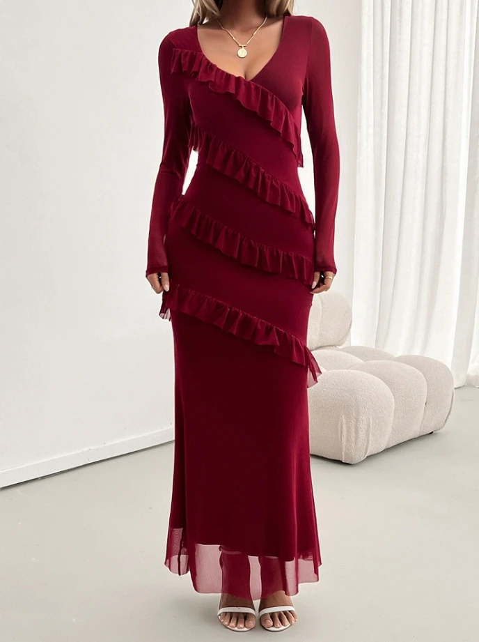 Sexy Elegant Dresses for Women Thin Gauze Long Sleeved Elegant Slim Fit V-Neck Ruffled Edge Dress New Fashion 2024 Summer Casual
Sexy Elegant Dresses for Women Thin Gauze Long Sleeved Elegant Slim Fit V-Neck Ruffled Edge Dress New Fashion 2024 Summer Casual
