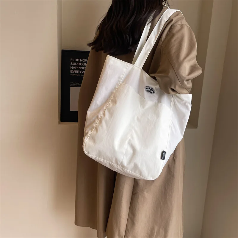 

Casual Large Capacity Nylon Shopper Totes High Quality Eco Reusable Grocery Handbag For Women Travel Shoulder Bags Daily Pouch