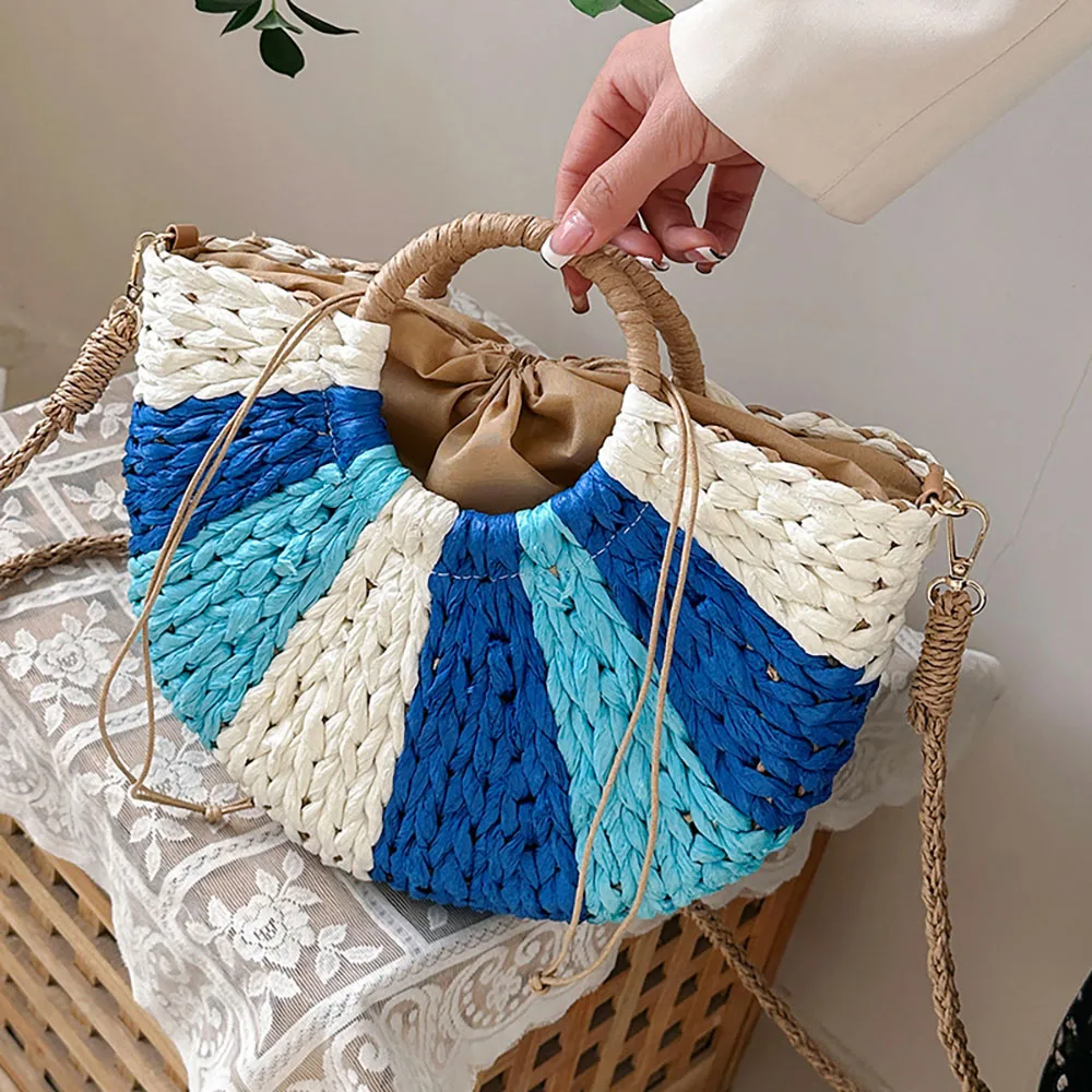 Summer Straw Beach Bags For Women Large Capacity Female Woven Tote Handbags Female Contrast Color Fan Shape Straw Shoulder Bag
Summer Straw Beach Bags For Women Large Capacity Female Woven Tote Handbags Female Contrast Color Fan Shape Straw Shoulder Bag