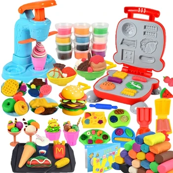 다채로운 플라스티신 만들기 장난감, 창의적인 DIY 수제 몰드 도구, 아이스크림 국수 기계, 어린이 놀이 하우스 장난감, 컬러 클레이 선물