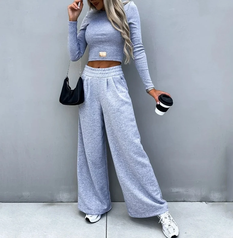 Комплект брюк женский из 2 предметов, базовая модная повседневная однотонная одежда с круглым вырезом и длинным рукавом, Универсальный комплект из двух предметов, весна-лето
Комплект брюк женский из 2 предметов, базовая модная повседневная однотонная одежда с круглым вырезом и длинным рукавом, Универсальный комплект из двух предметов, весна-лето