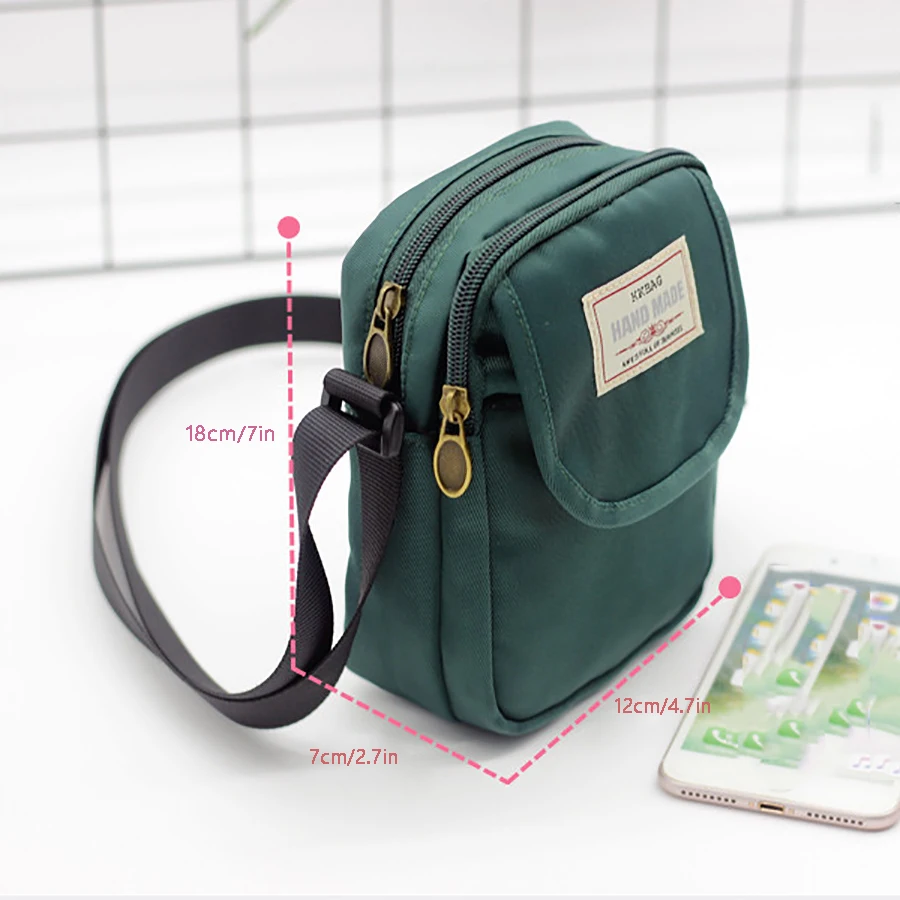 Simple men's crossbody bag in solid color multi-layer zipper nylon single shoulder mobile phone bag daily wallet replacement Simple men's crossbody bag in solid color multi-layer zipper nylon single shoulder mobile phone bag daily wallet replacement