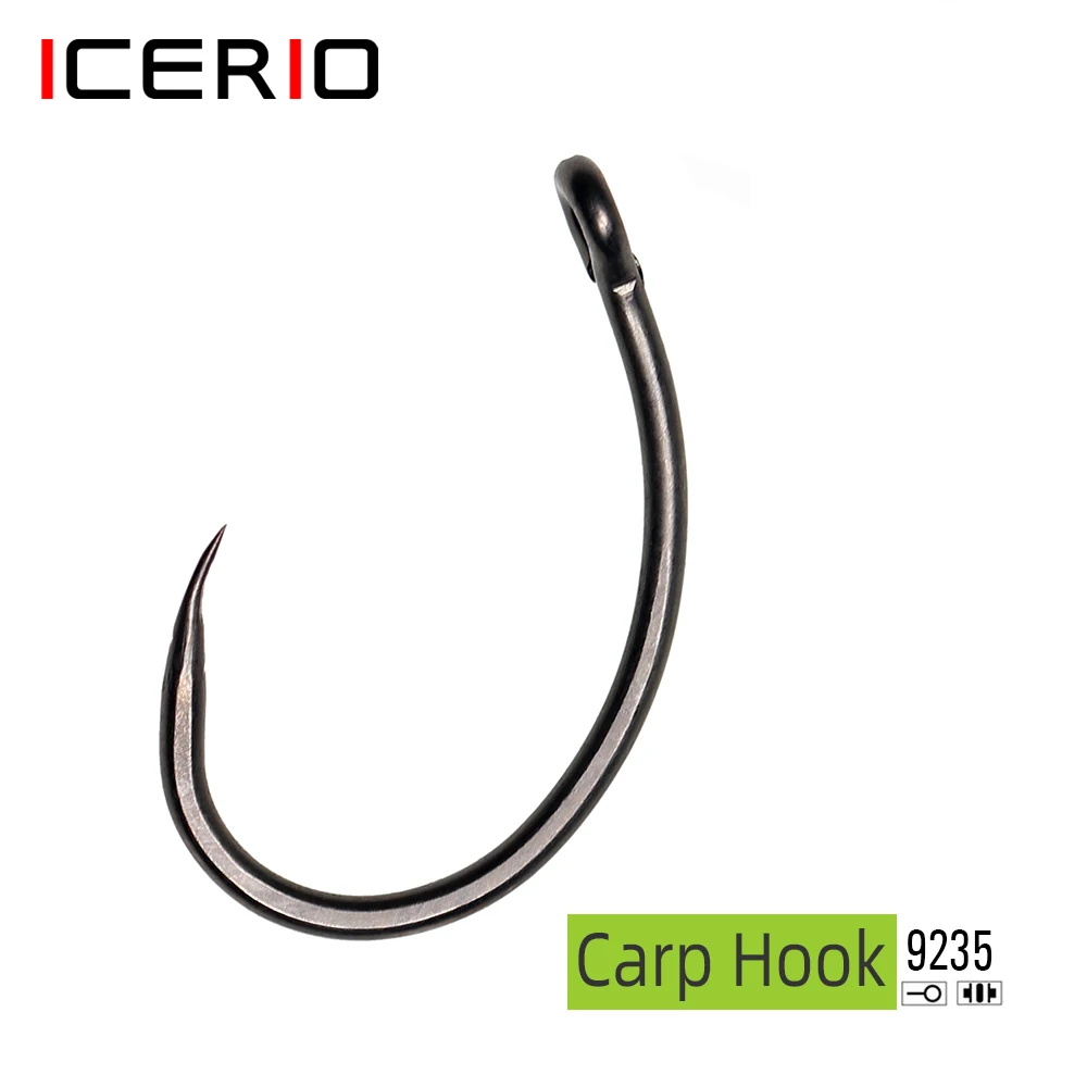 

ICERIO 100PCS Matt Black Carp Fishing Barbless Hook Curve Shank Forged Strong Carp Rigs Hooks Non-barb Terminal Tackle