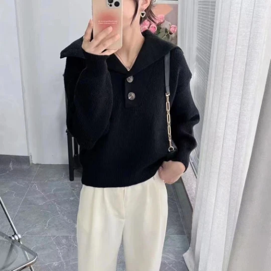 Black 2023 Women Sweater Coat Korean Lady Pullover Woman Low Neck Collar Tops Loose Women's Sweater Winter Clothes Girl Suéter
Black 2023 Women Sweater Coat Korean Lady Pullover Woman Low Neck Collar Tops Loose Women's Sweater Winter Clothes Girl Suéter