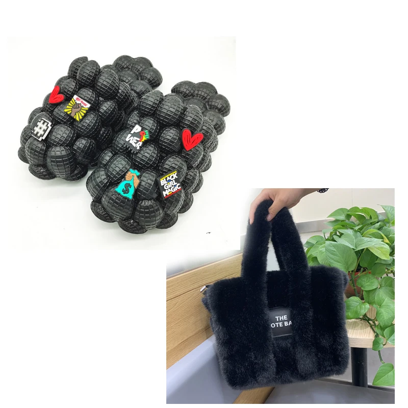 Women Toe Covered Bubble Slippers Quality Massage Relax Slides Match Furry Bag Set Creative Graffiti Decoration Beach Flip Flops
Women Toe Covered Bubble Slippers Quality Massage Relax Slides Match Furry Bag Set Creative Graffiti Decoration Beach Flip Flops