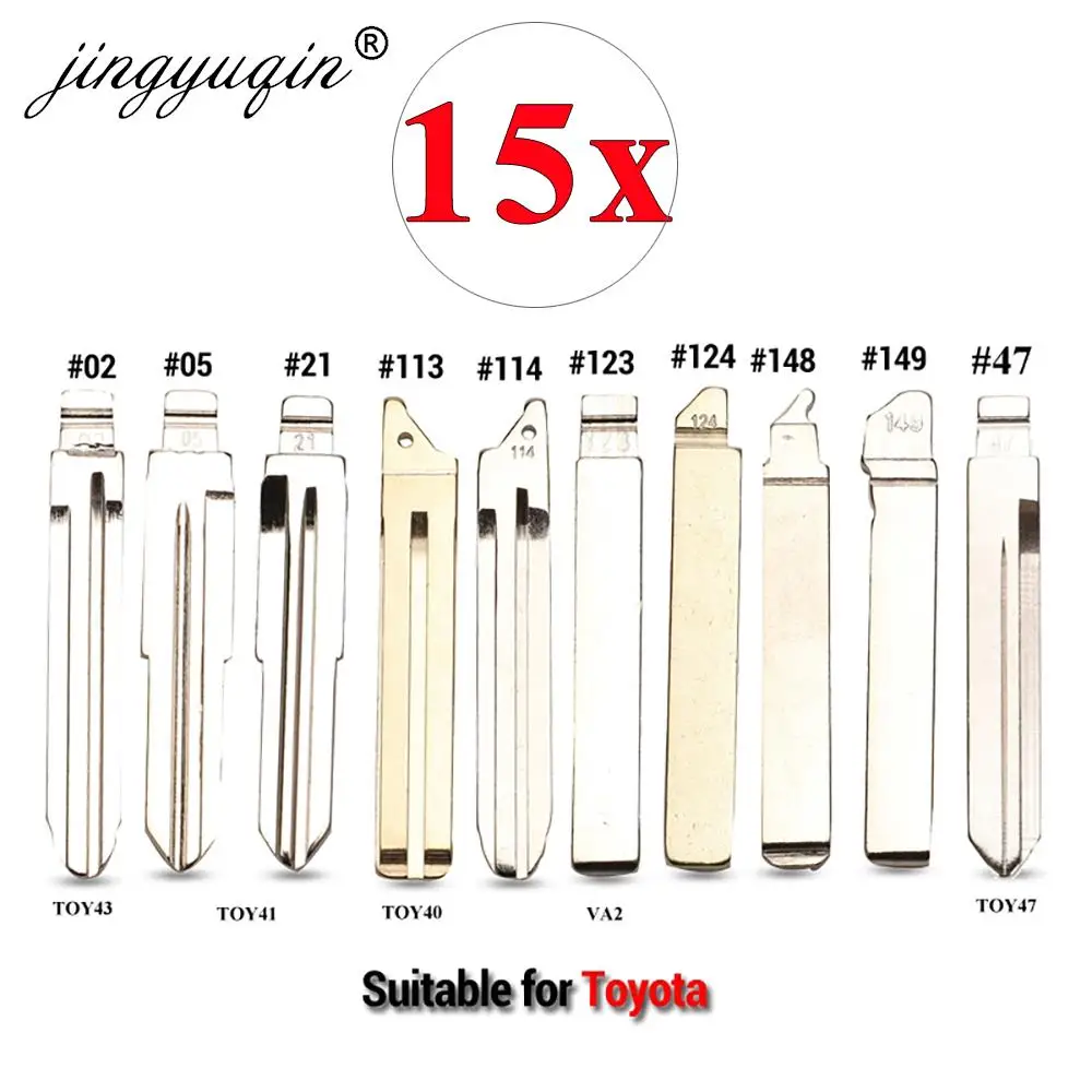 

jingyuqin 15pcs No.02 05 21 113 114 123 124 148 149# TOY43 Flip Remote Key Blade for Toyota Camry Corolla Highlander Vios Scion