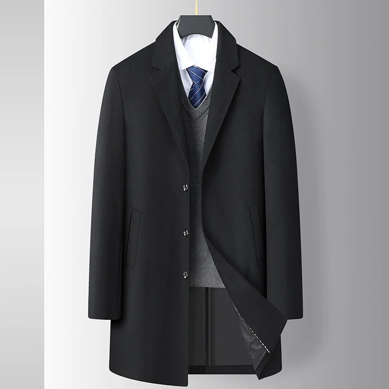 

New Arrival Fashion Suepr Large Autumn and Winter Men's Mid Length Suit Collar Woolen Men's Trench Coat Plus Size XL-6XL 7XL 8XL
